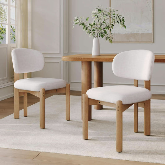Beige Upholstered Mid Century Dining Chairs Collection