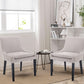 Beige Upholstered Corduroy Dining Chairs Bundle Four