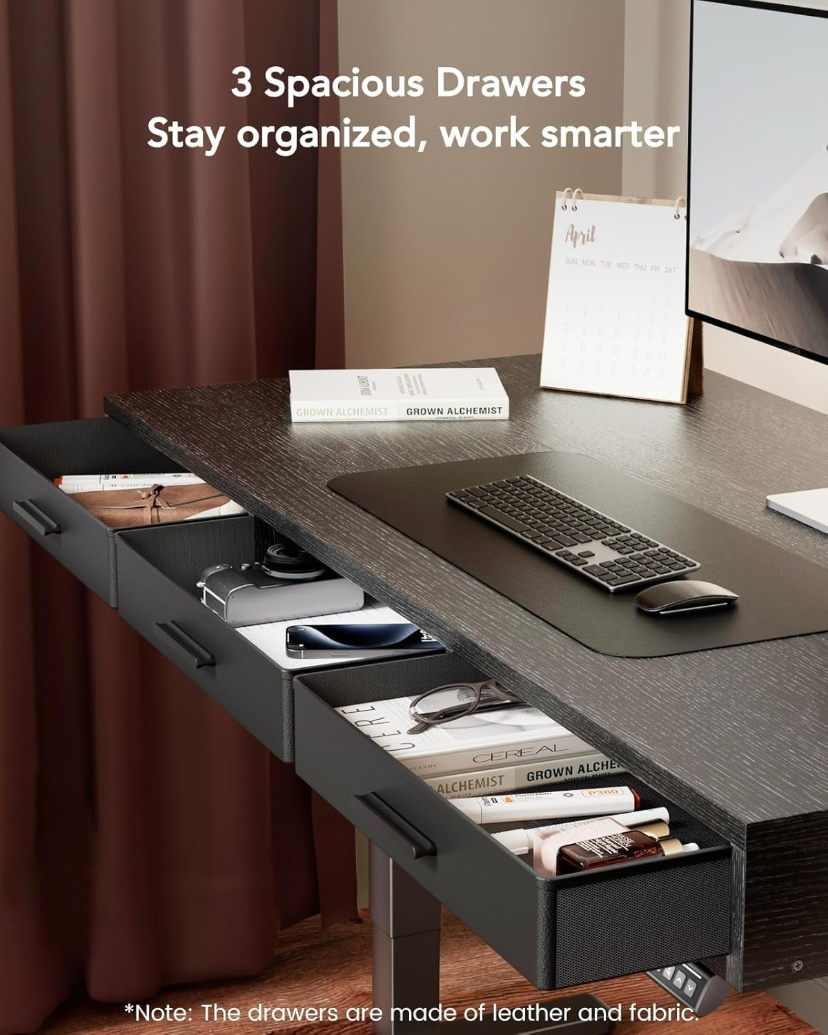 Electric Height Adjustable Desk Black 55x28 Inches