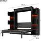 Queen Size Murphy Bed With Storage Cabinets And LED Lighting Black