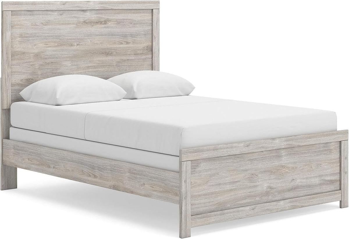 Full Panel Bed Frame Light Gray Engineered Wood Finish