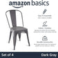 Dark Grey Metal Dining Chairs Set Of Four Durable X Bar Design