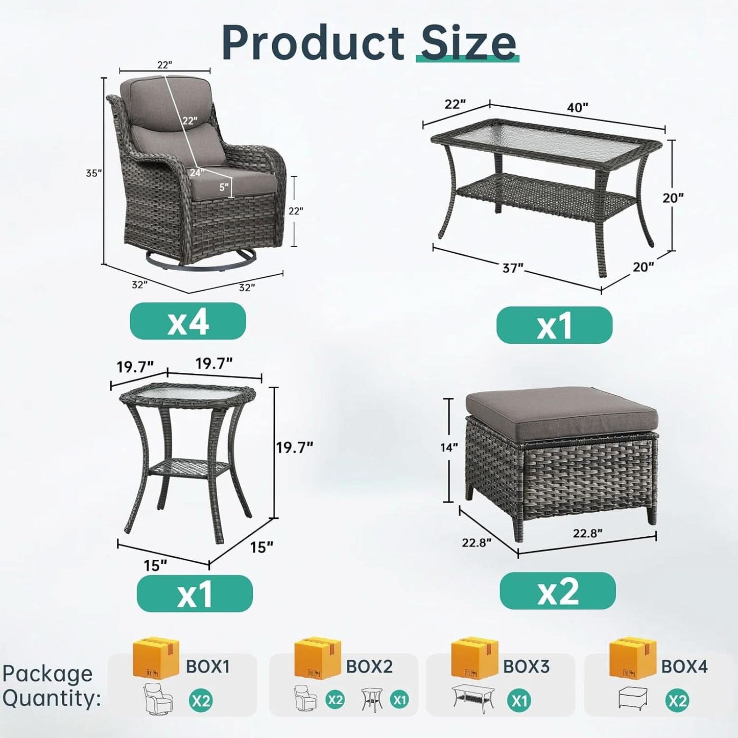 Outdoor Swivel Rocker Patio Chairs Set with Table