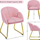 Modern PU Leather Armchair Flower With Golden Legs Pink