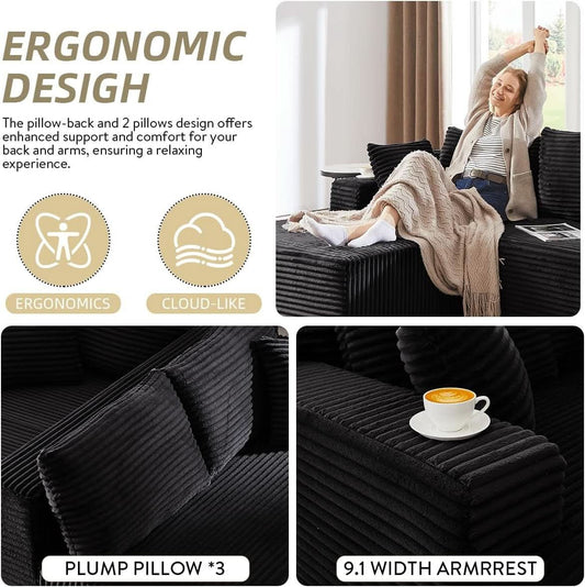 104 Inch L Shape Modular Sectional Couch with Chaise