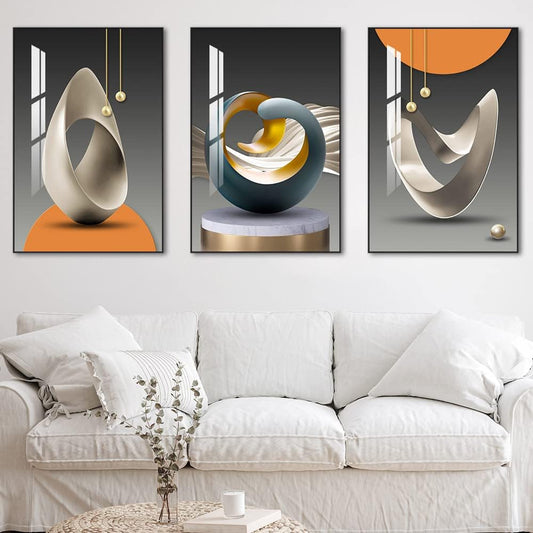 Framed Contemporary Abstract Wall Art 16x24 Inches