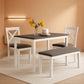 White Slate Grey Solid Wood Contemporary Dining Table Six Seater