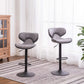 Weathered Gray Upholstery Adjustable Swivel Barstools Set