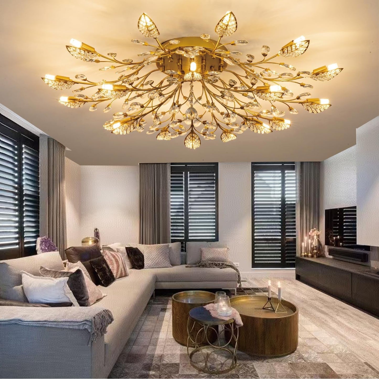 Crystal Luster Ceiling Light Chandelier Semi Flush