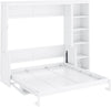 Queen Murphy Bed Desk Workspace Integrated Bookshelf White
