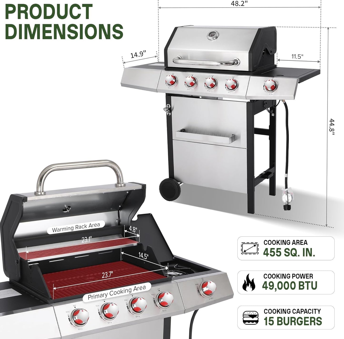 Gas Charcoal Barbecue Grill System Porcelain Grates