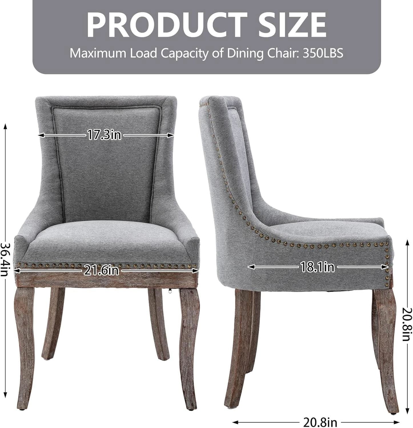 Grey High Back Dining Chairs Set Of 2 For Kitchen Use