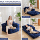 Navy Folding Sofa Bed With Armrests For Living Room