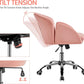Pink Velvet Desk Chair With Wheels And Armrests Swivel Office Chair