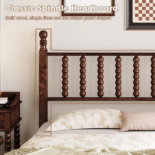 Victorian Walnut Spindle Headboard Queen Platform Bed