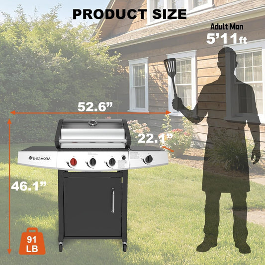 Four Burner Propane Grill 50000 BTU Stainless Steel