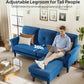 Velvet 83 Inch Sectional Sofa With Movable Ottoman