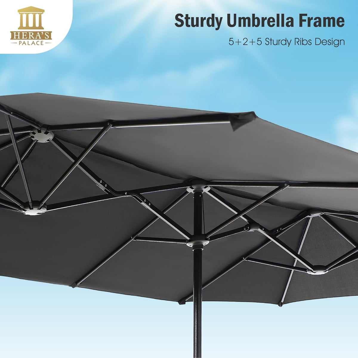 13Foot Double Sided Outdoor Market Umbrella Smoky Gray