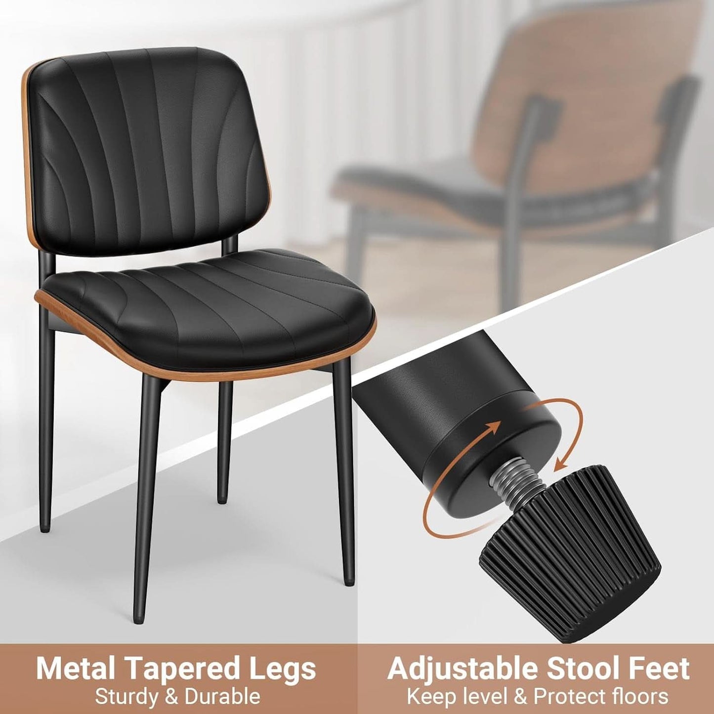 WalnutBack PULeather Dining Room Chairs Set Two Pack