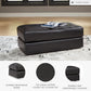 Contemporary Black Cushioned Rectangular Ottoman Finish
