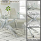 58.5 Inch Rectangular Glass Dining Table With Silver Finish