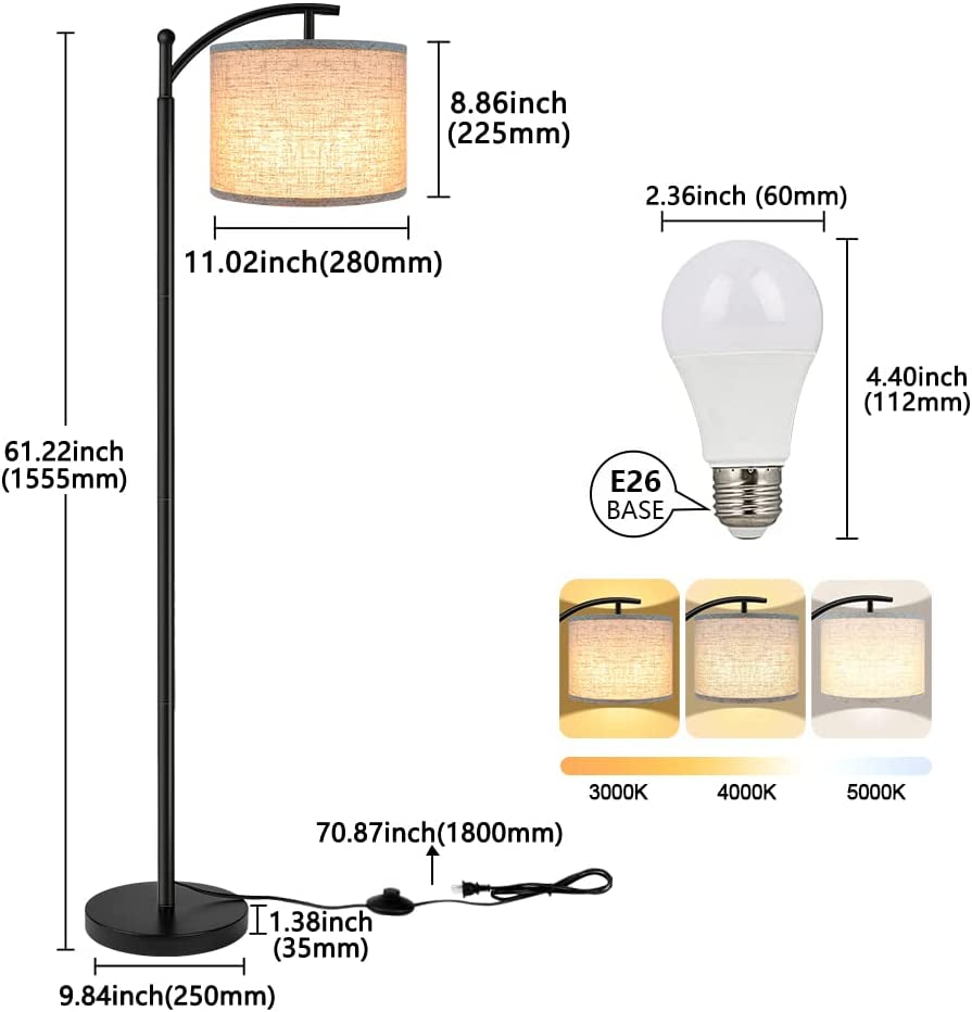 Contemporary Floor Lamp Featuring 3 Color Temperatures