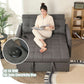 52Inch Sleeper Sofa With Pullout Bed Gray Fabric Upholstery