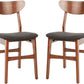 Walnut Finish Dining Chairs With Black Cushions Set Of 2