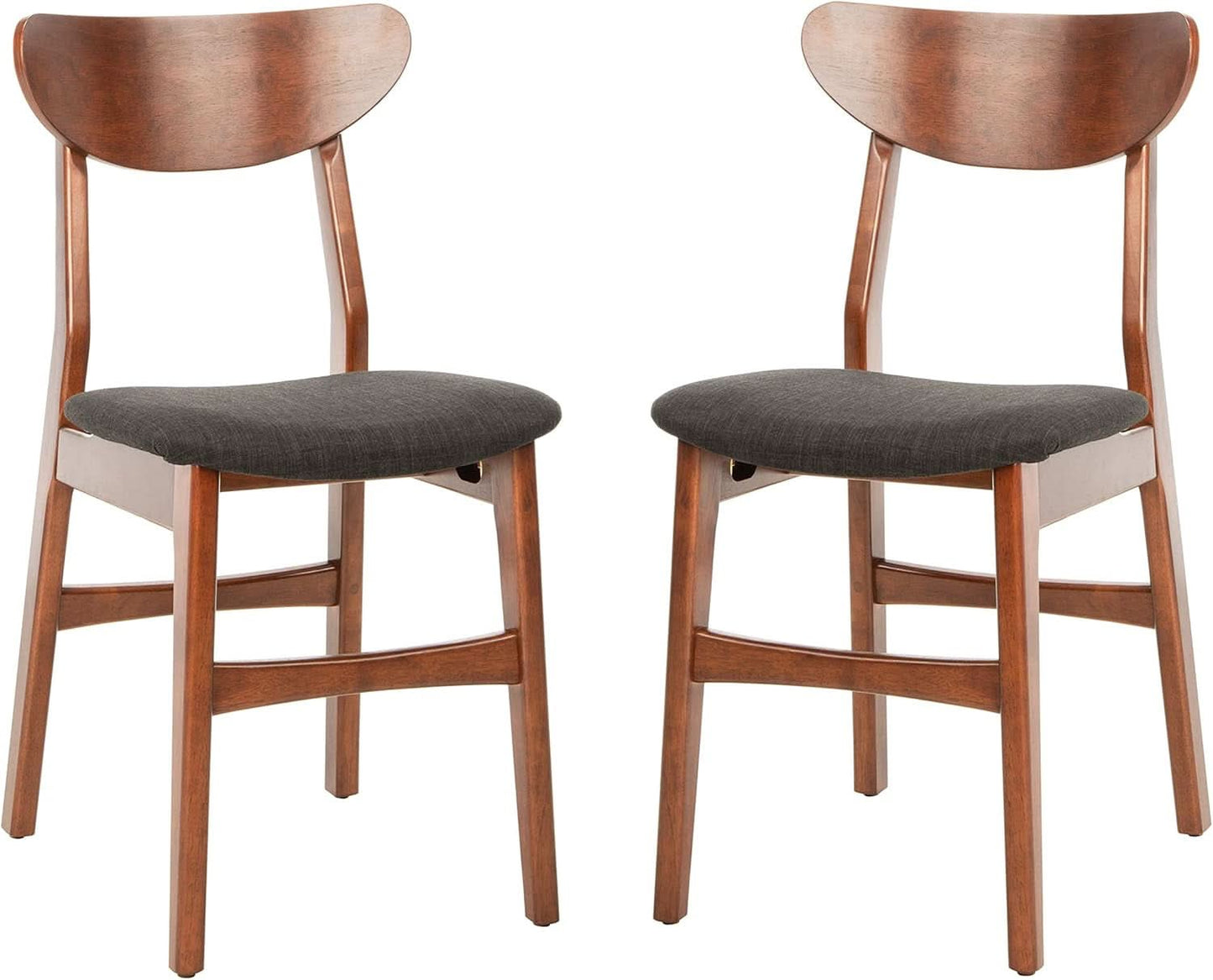 Walnut Finish Dining Chairs With Black Cushions Set Of 2