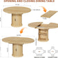 Extendable Round Dining Table 47 Inch Natural Wood Finish