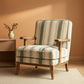 Patterned Upholstered Accent Chair With Wooden Base