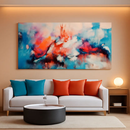Ultra Premium Exclusive Abstract Canvas Wall Art 24x48 Blue Pink