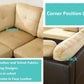 Beige 105 Inch L Shaped Sectional Sofa With Storage Ottoman