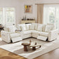 Cream White Power Reclining Modular Sectional Sofa