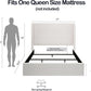 Queen Size Upholstered Wingback Bed Ivory Chenille-1