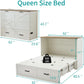 Queen Murphy Bed With Charging Station Rustic White