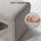 Taupe Boucle Vanity Ottoman Tufted Weathered Walnut