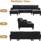 110 Inch U Shaped Sectional Couch For Living Room With Double Chaise In Chenille Fabric Black