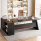 Brown 78Inch Executive Desk Featuring File Cabinet