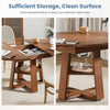 Chestnut Expandable Round Dining Table With Storage