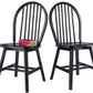 Windsor Dining Chair Set Solid Wood Black Finish 2 Pack