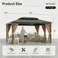 10x15 Hardtop Gazebo With Fireproof Curtain Netting