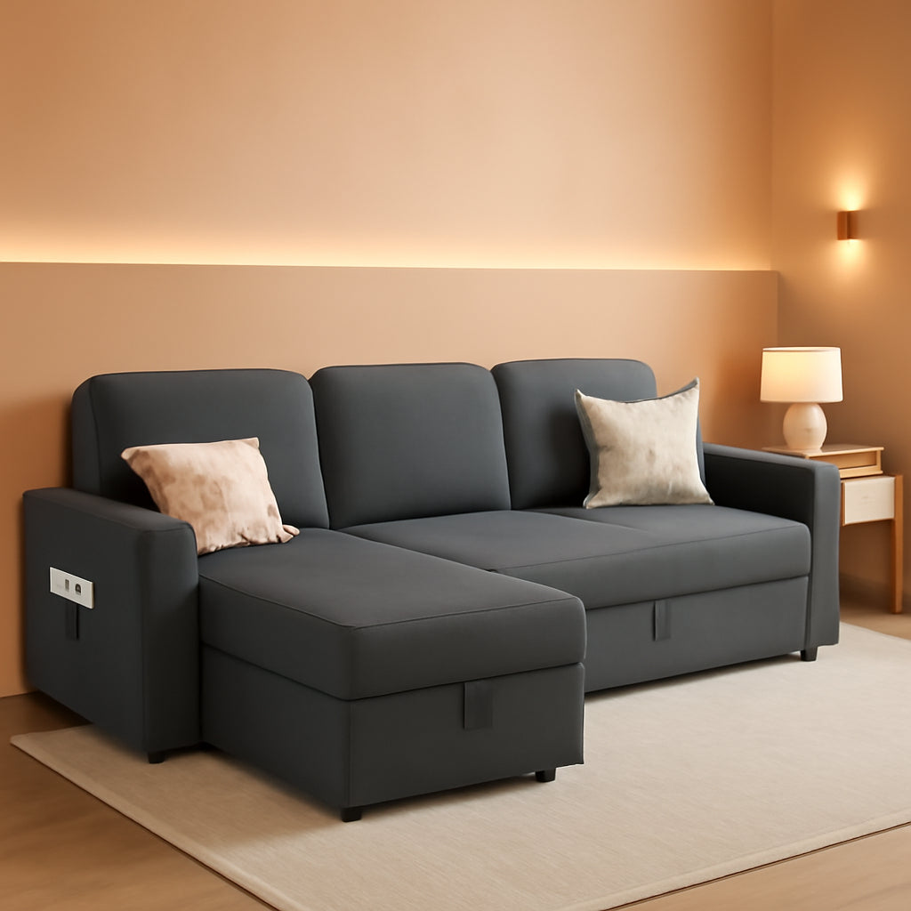 87 Inch Multi Functional Velvet Sleeper Sofa With Storage