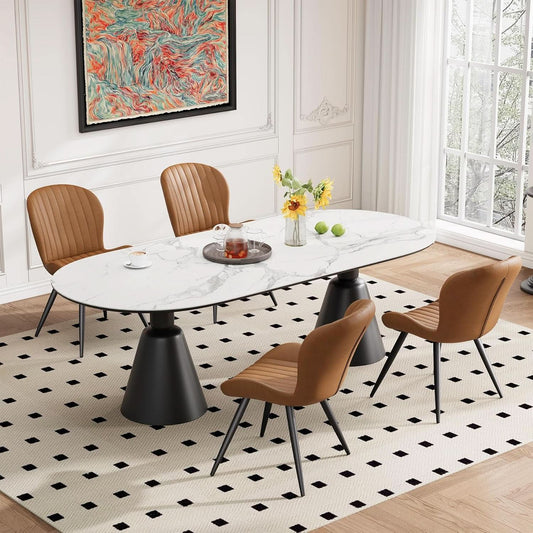Brown Armless Modern Dining Room Sleek Chairs Set Of Four