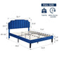 Full Upholstered Platform Bed Navy Blue Tufted Headboard