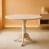 Round Wooden Dining Table 42-Inch Wirebrushed Buttercream