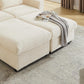 Corduroy Storage Ottoman Beige With Hidden Compartments