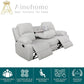 Grey White Microfiber Leather Recliner Sofa Set Living Room