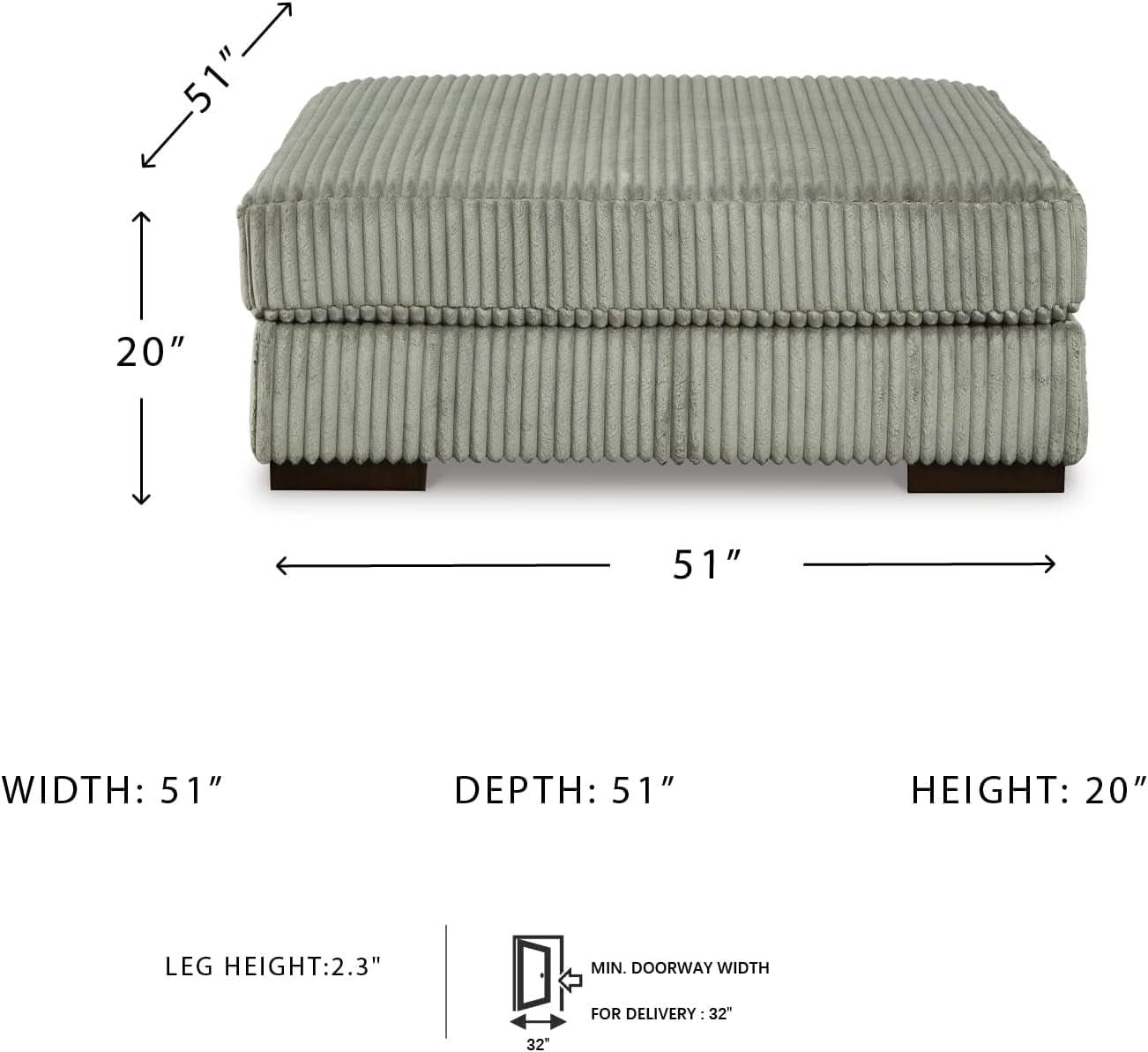 Oversized Tufted Upholstered Ottoman With Light Gray