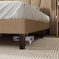 King Size Upholstered Bed Frame Beige Geometric Headboard